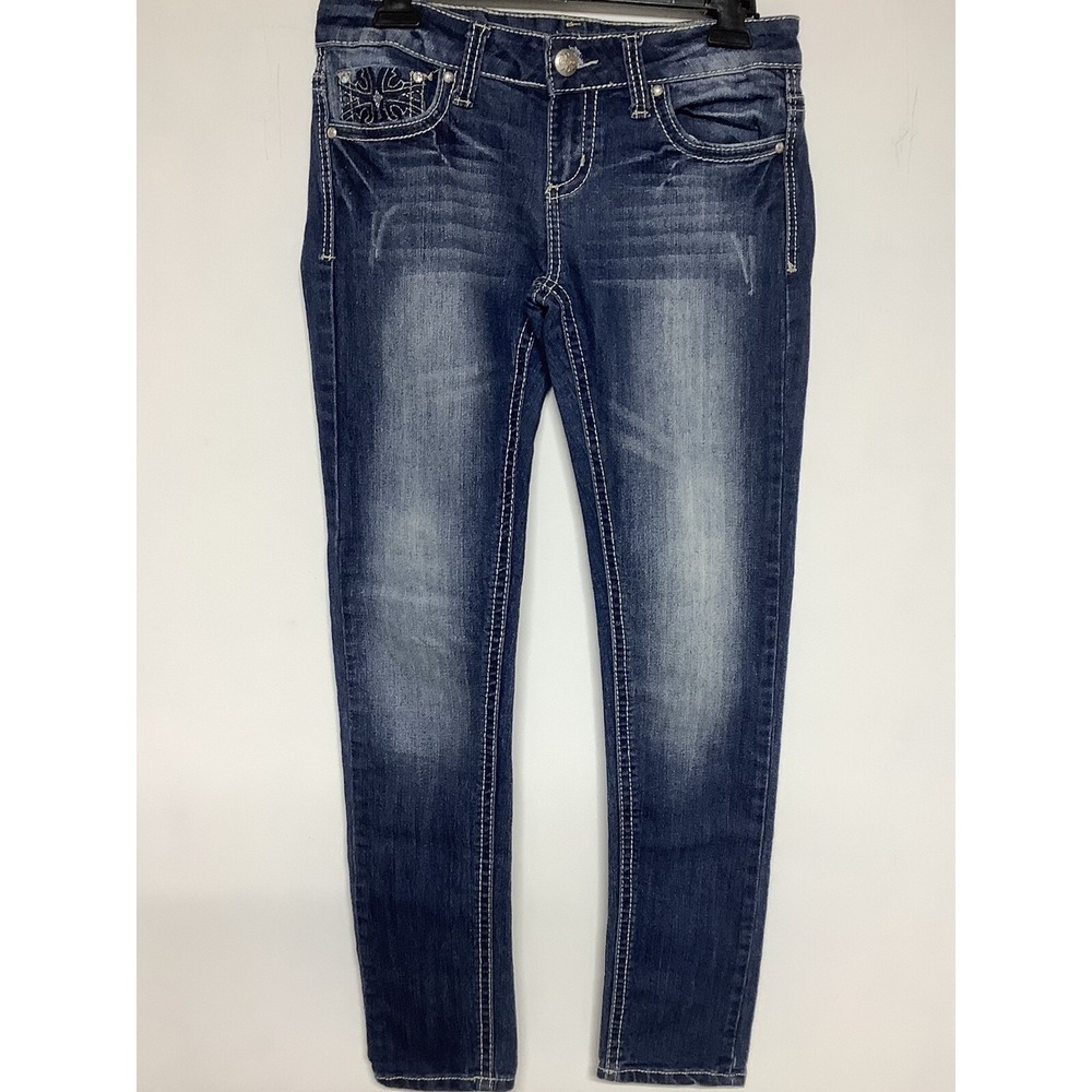 Zco Jeans Womens Size 7 Bling Cross pocket Straight leg